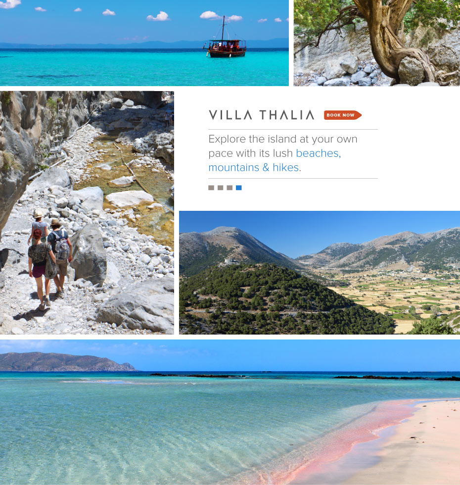VillaThalia.com, Crete Greece Vacation Rental:  Explore the island at your own pace with its lush beaches, mountains & hikes.